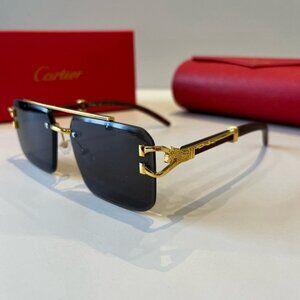 Cartier Black and Gold Square Sunglasses